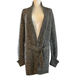 Express Womens‎ Gray Marled Mohair Wool Blend Belted Longline Cardigan Sweater S